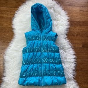 Heart n Crash Sequin Hooded Vest Blue Girl Size 10/12